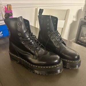 Dr. Martens Black Jadon Boots with Yellow Stitching